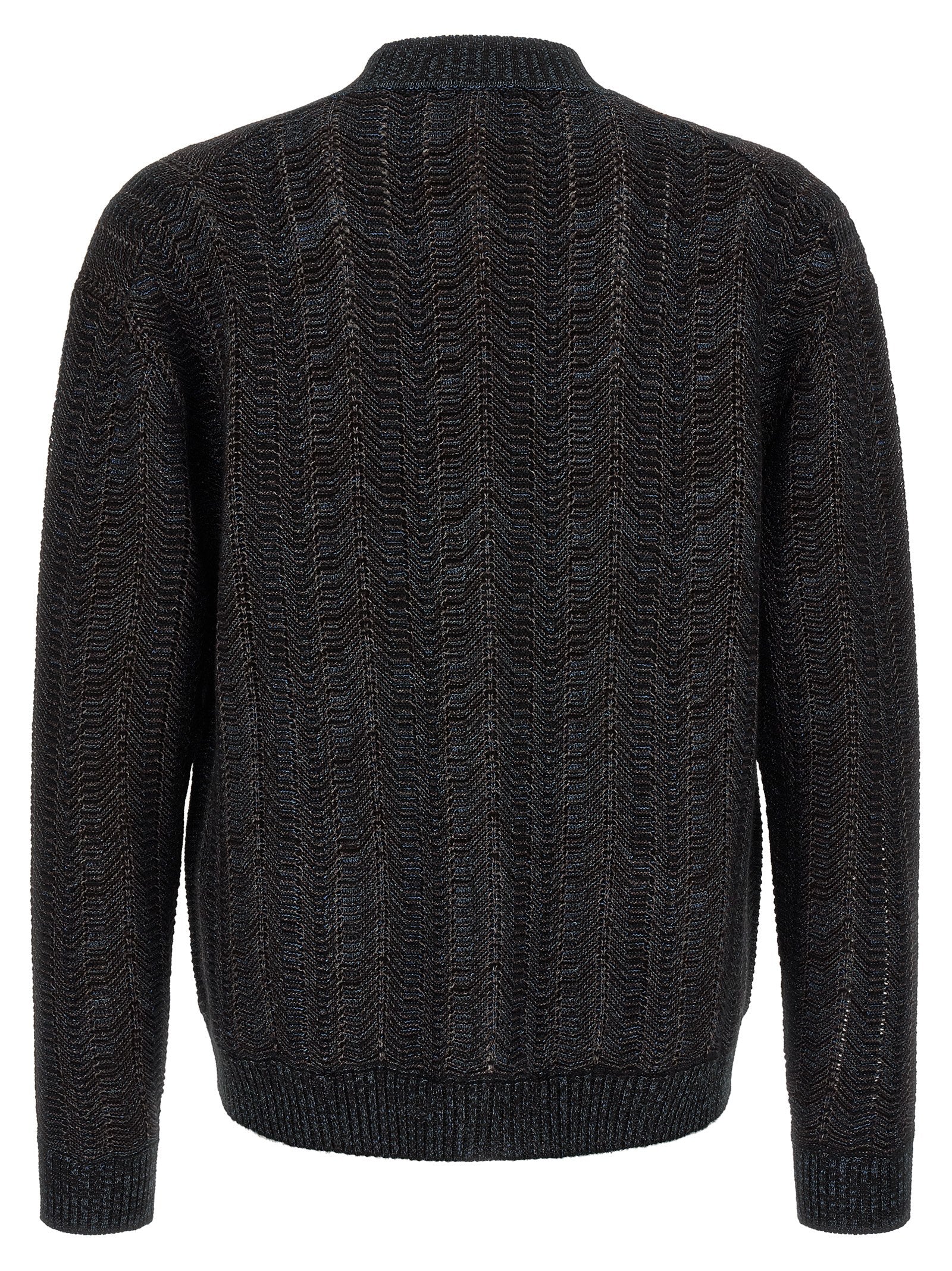 Cardigan by Missoni for men in polyester viscose wool blue features a nuanced silhouette with a refined v-neck plunging neckline and nuanced detailing for a sophisticated look.