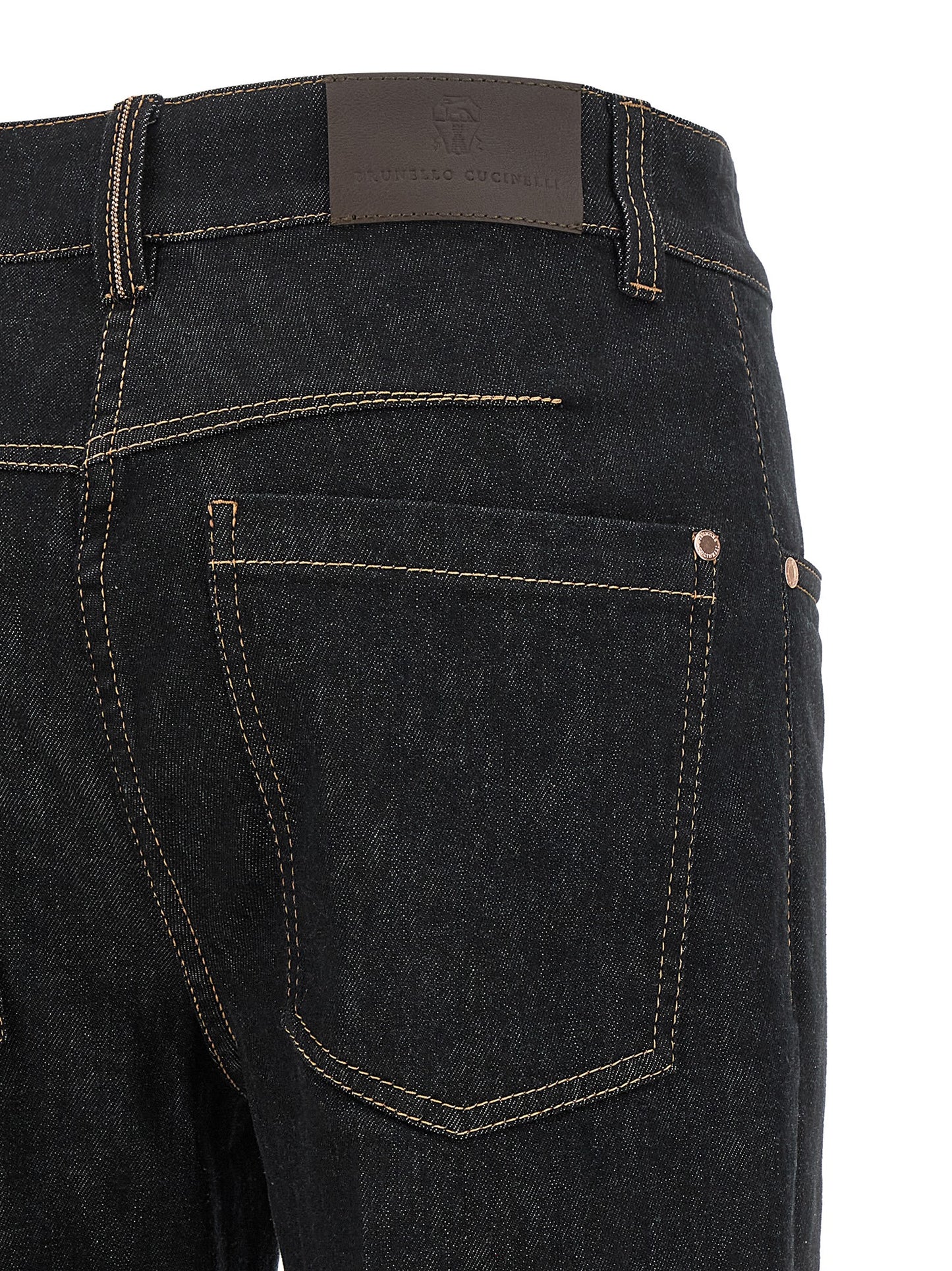 Jeans by Brunello Cucinelli for women in stretch denim cotton blue & signature features an refined tailoring silhouette, showcasing a premium flared with a high rise and long cut for a refined tailoring look.