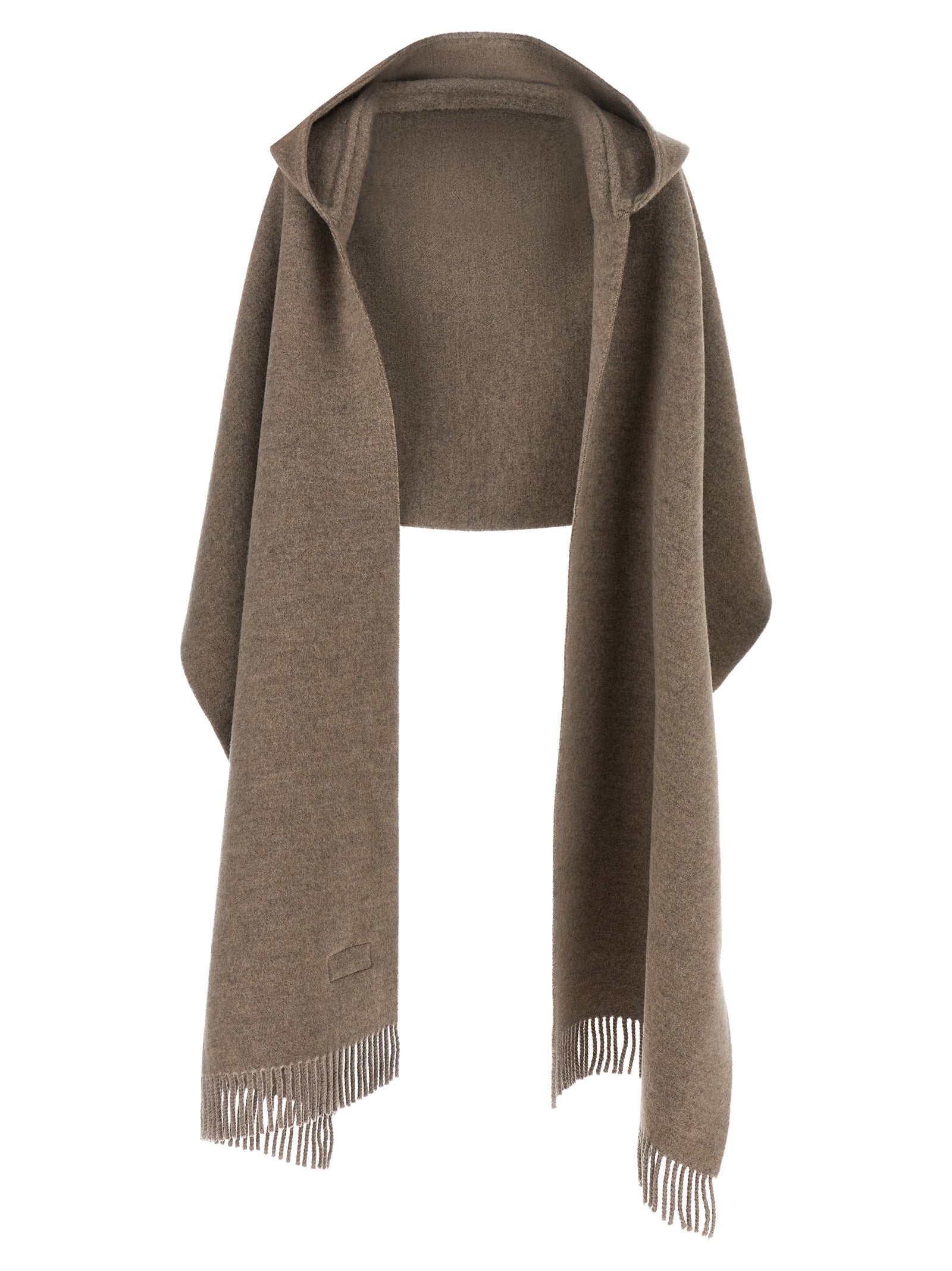 Hooded Scarf by Brunello Cucinelli for women in cashmere brown, hazelnut & signature presents a cosy silhouette, artfully capturing the sophisticated design and premium aesthetic of the Cashmere Hooded Scarf.