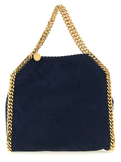 Mini Crossbody Handbag by Stella McCartney for women in polyamide suede leather blue, gold & jacquard features an multi-faceted design with a secure magnetic, ample , and versatile crossbody-strap, shoulder-strap & handle for a multi-faceted finish.