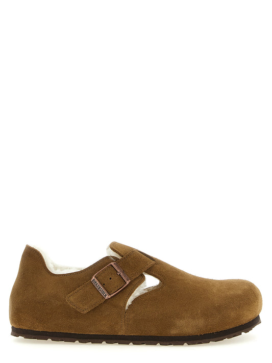 Clogs Flat Shoes by Birkenstock for women in eva suede leather latex & cork brown, copper & white features an captivating silhouette, showcasing the captivating style of the Women's EVA Suede Leather Latex & Cork Clogs Flat Shoes with its distinct and refined .