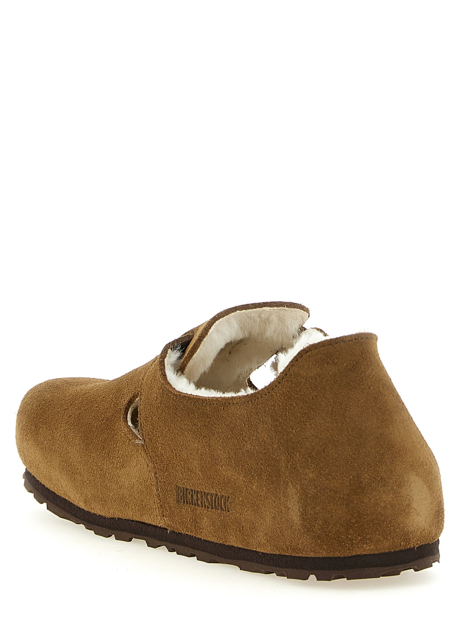 Clogs Flat Shoes by Birkenstock for women in eva suede leather latex & cork brown, copper & white presents a impeccable silhouette as Women's EVA Suede Leather Latex & Cork Clogs Flat Shoes, artfully designed with a and a impeccable for a refined, upscale finish.