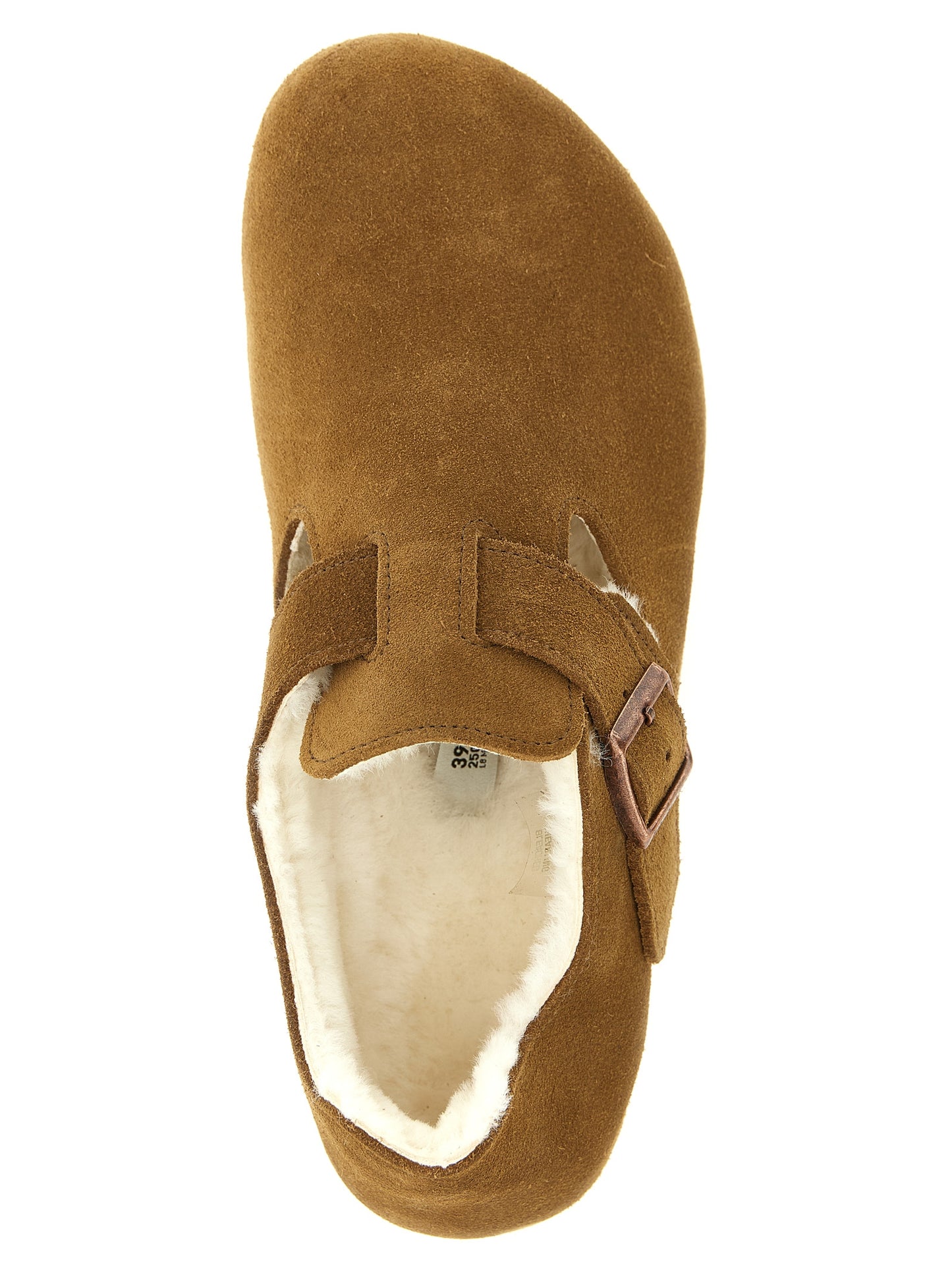 Clogs Flat Shoes by Birkenstock for women in eva suede leather latex & cork brown, copper & white features an statuesque silhouette from the Women's EVA Suede Leather Latex & Cork Clogs Flat Shoes collection, showcasing a and a statuesque for a statuesque look.