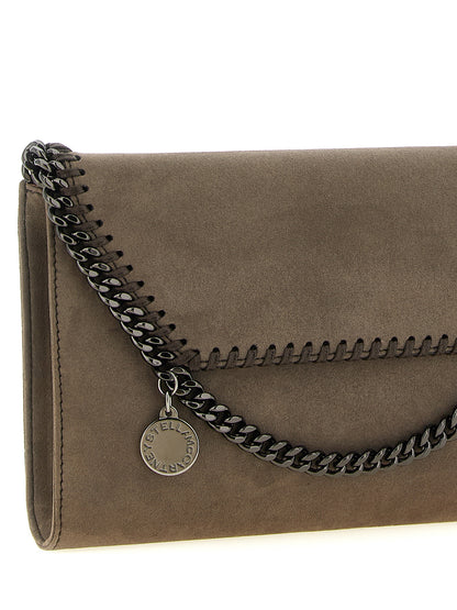 Crossbody Pouch Handbag by Stella McCartney for women in polyamide suede leather gray & patterned features an multi-faceted design with a secure flap, magnetic & button, ample , and versatile crossbody-strap & shoulder-strap for a multi-faceted finish.