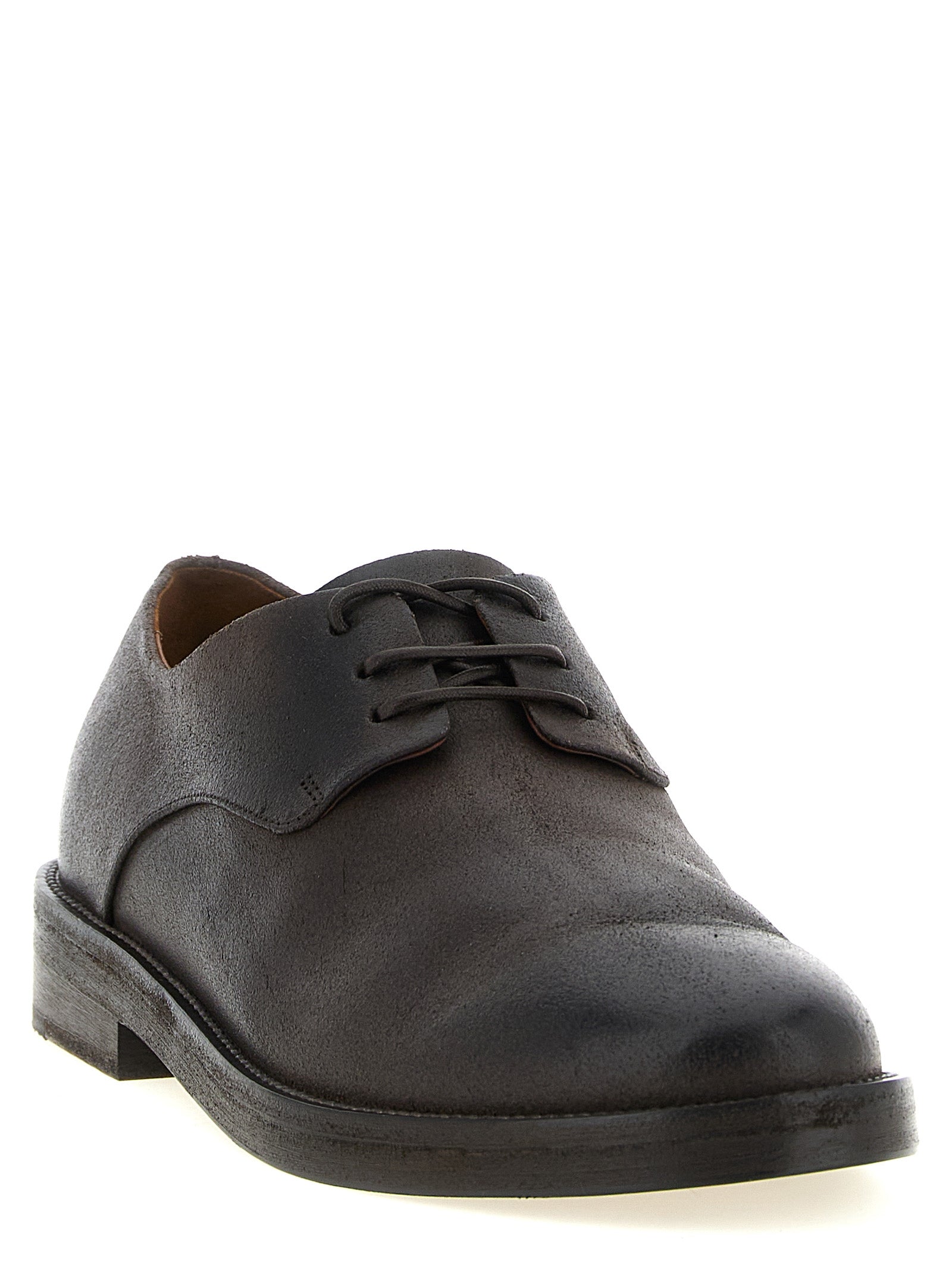Derby Shoes by Marsell for men in calfskin leather gradient & brown features an ergonomic silhouette, perfectly showcasing Men's Calfskin Leather Derby Shoes with its distinct and elegant round toe style.