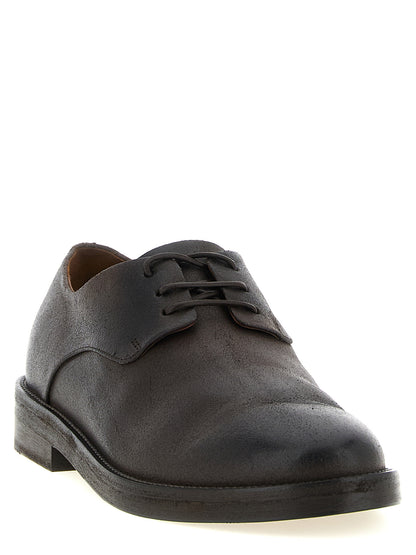 Derby Shoes by Marsell for men in calfskin leather gradient & brown features an ergonomic silhouette, perfectly showcasing Men's Calfskin Leather Derby Shoes with its distinct and elegant round toe style.