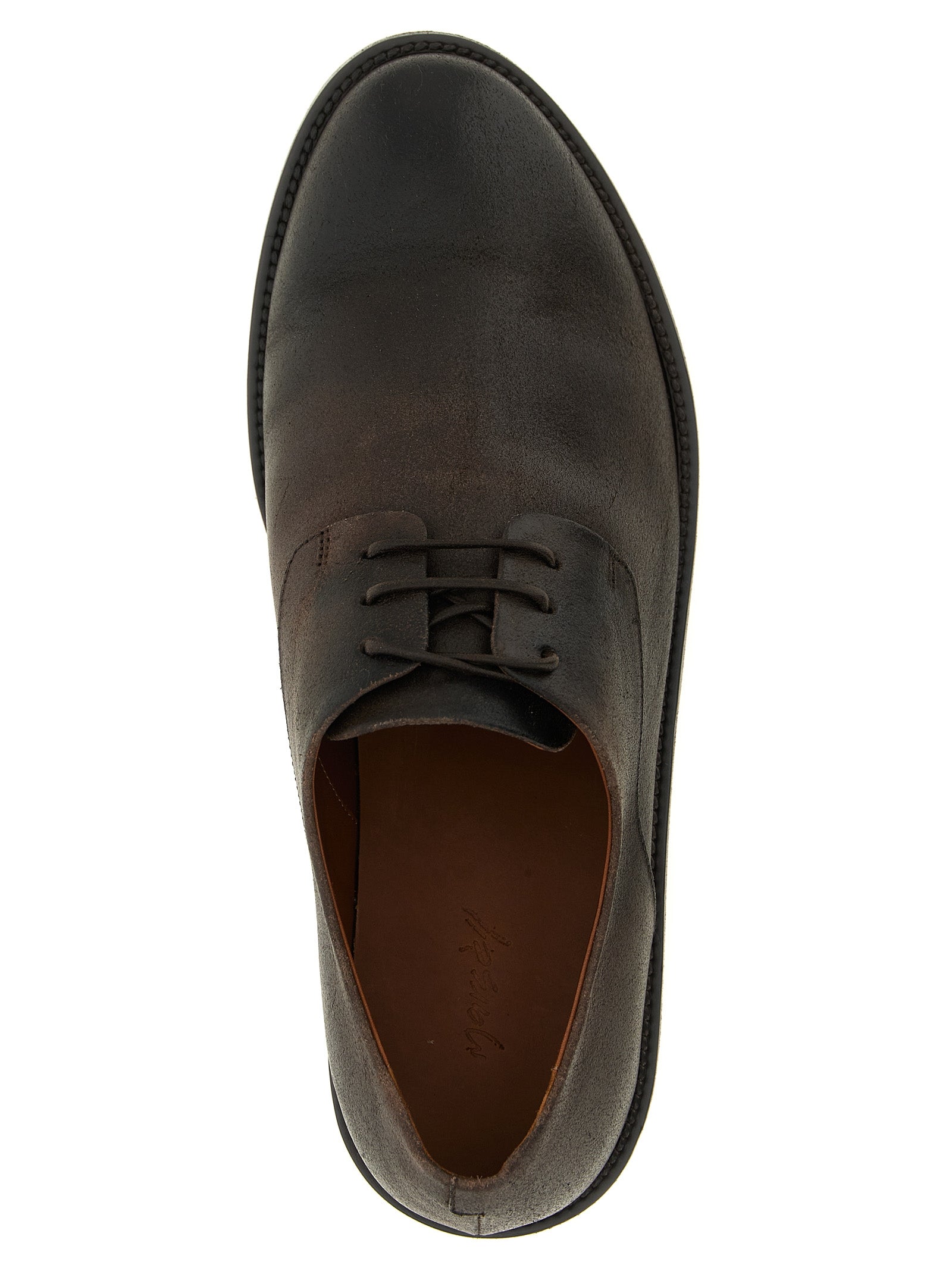 Derby Shoes by Marsell for men in calfskin leather gradient & brown showcases a resplendent Men's Calfskin Leather Derby Shoes aesthetic, defined by its resplendent round toe style and elegant .