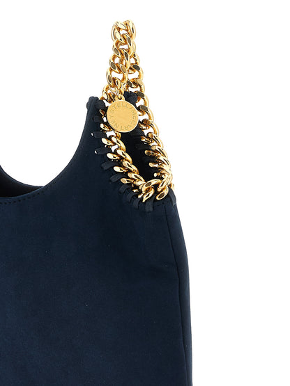 Pouch Handbag by Stella McCartney for women in polyamide suede leather gold & navy presents a ornamental silhouette, showcasing a secure , ample , and versatile wristlet & handle for a ornamental finish.