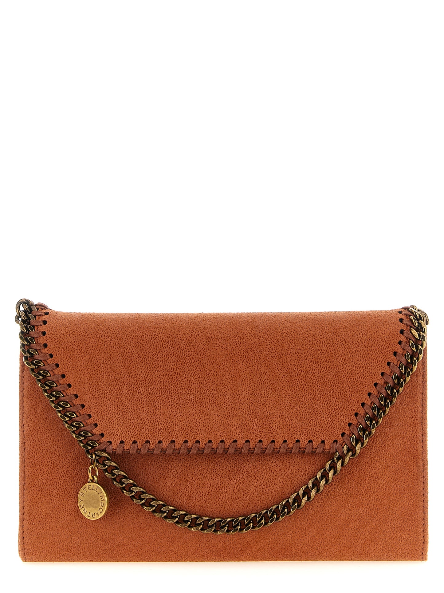 Small 2-in-1 Shoulder & Crossbody Evening Handbag by Stella McCartney for women in polyester leather gold, orange, patterned & jacquard features a transformative elegance silhouette, showcasing a secure flap & magnetic, organized , and versatile crossbody-strap & shoulder-strap for a transformative elegance look.