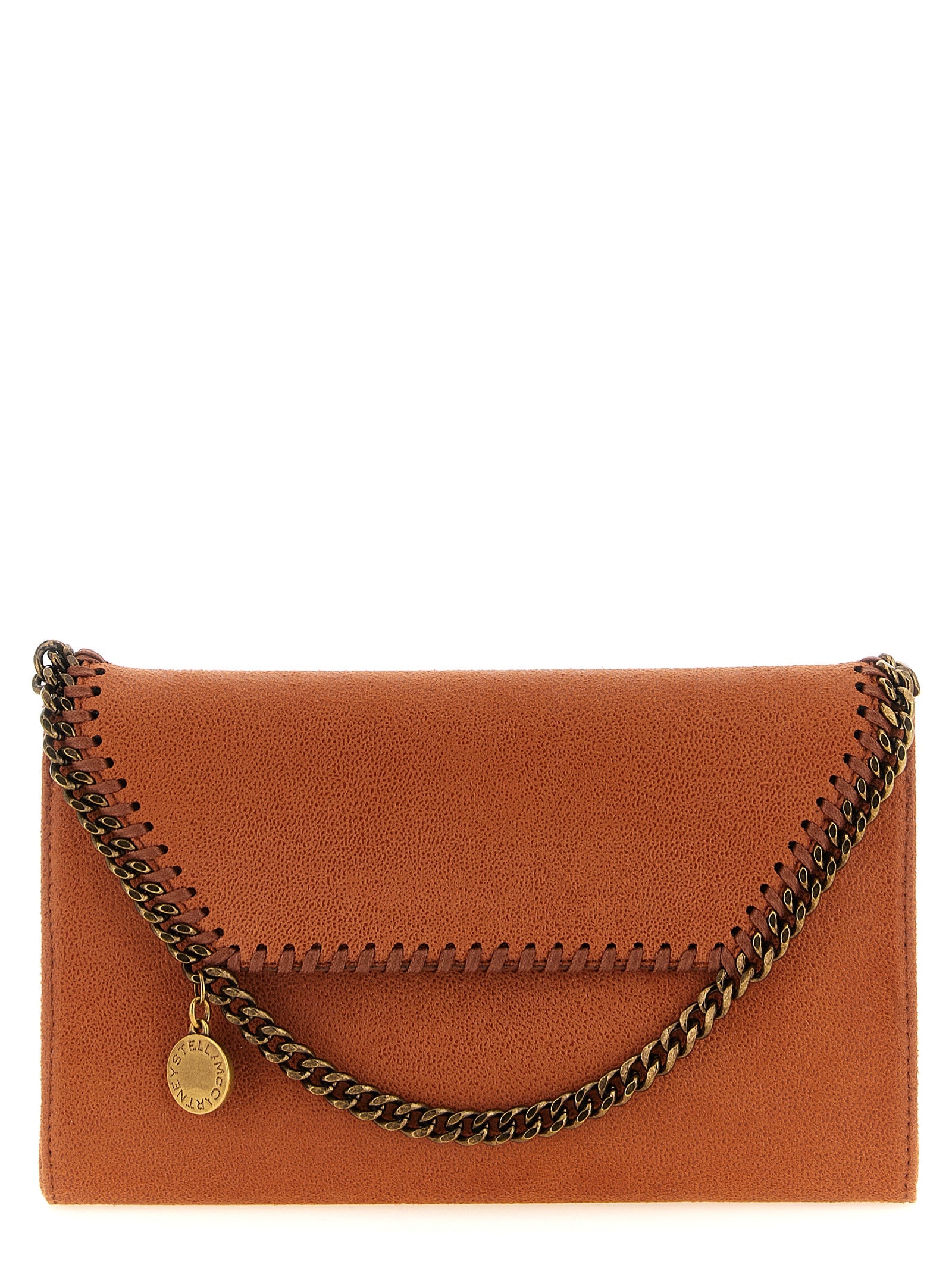 Small 2-in-1 Shoulder & Crossbody Evening Handbag by Stella McCartney for women in polyester leather gold, orange, patterned & jacquard features a transformative elegance silhouette, showcasing a secure flap & magnetic, organized , and versatile crossbody-strap & shoulder-strap for a transformative elegance look.