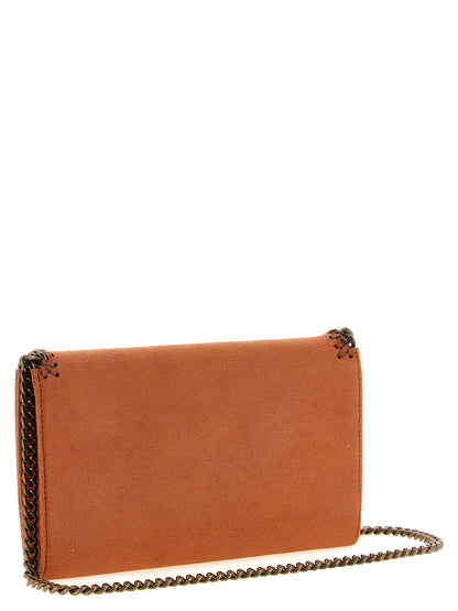 Small 2-in-1 Shoulder & Crossbody Evening Handbag by Stella McCartney for women in polyester leather gold, orange, patterned & jacquard features a versatile chic silhouette, meticulously detailed with a secure flap & magnetic, ample , and versatile crossbody-strap & shoulder-strap.