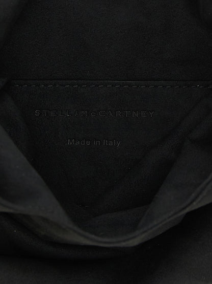 Evening Tote Handbag by Stella McCartney for women in polyamide suede leather black & gold features a signature silhouette, showcasing a secure and signature with versatile wristlet for a sophisticated look.