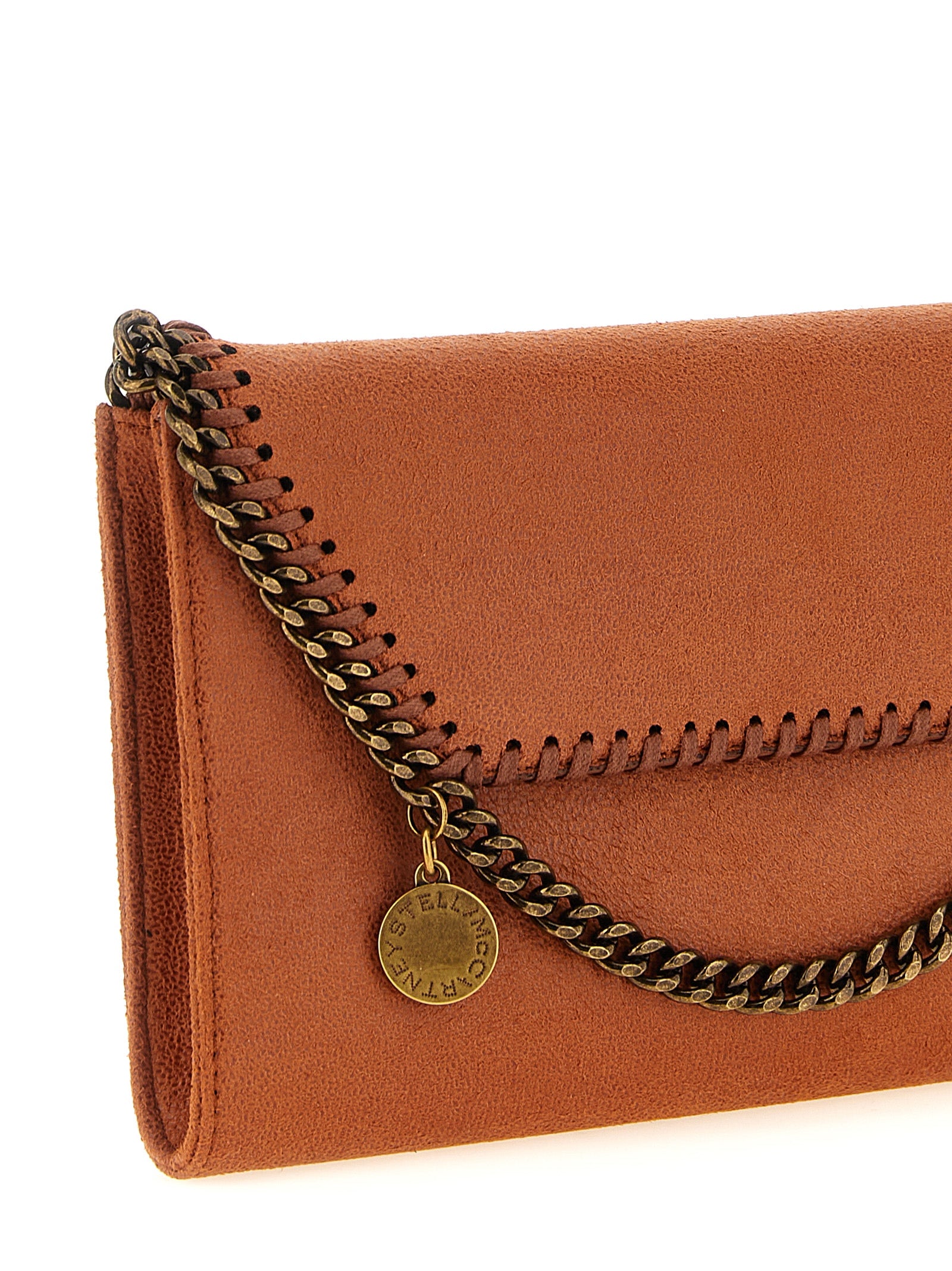 Small 2-in-1 Shoulder & Crossbody Evening Handbag by Stella McCartney for women in polyester leather gold, orange, patterned & jacquard features a transformative sophistication silhouette, showcasing a secure flap & magnetic, ample , and versatile crossbody-strap & shoulder-strap for a transformative sophistication look.