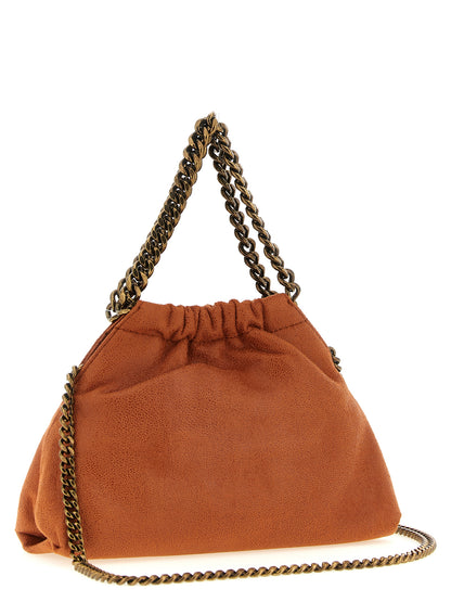 Mini Drawstring Shoulder Bag by Stella McCartney for women in polyester suede leather gold, orange, patterned & jacquard showcases a enviable silhouette, artfully detailed with a secure drawstring & magnetic, organized , and versatile shoulder-strap & handle for a enviable look.