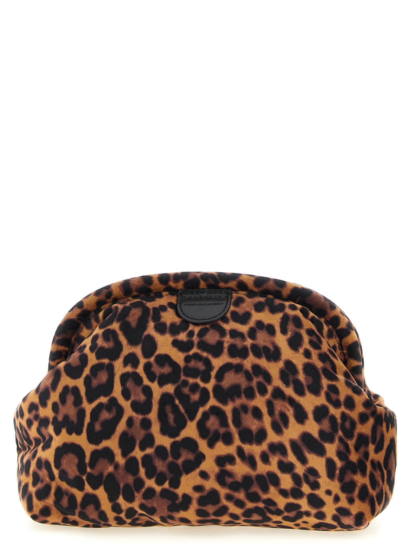 Clutch Handbag by Stella McCartney for women in polyester velvet black, multicolor, silver, leopard-print & print showcases a sculptural silhouette, featuring a secure , ample , and versatile shoulder-strap for a sculptural aesthetic.