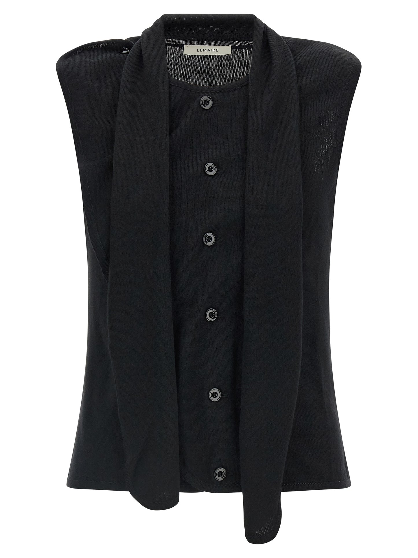 Vest by Lemaire for women in wool black features an on trend silhouette, showcasing a sophisticated round neckline and premium for a truly on trend finish.