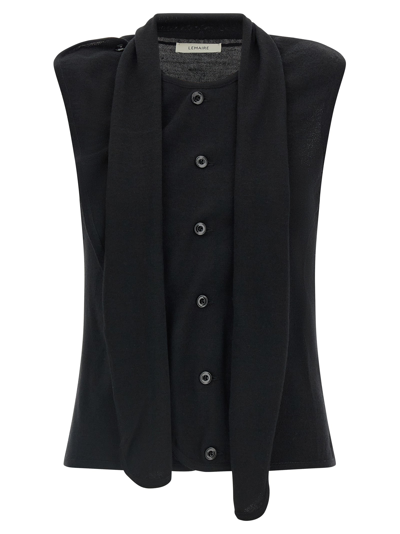 Vest by Lemaire for women in wool black features an on trend silhouette, showcasing a sophisticated round neckline and premium for a truly on trend finish.