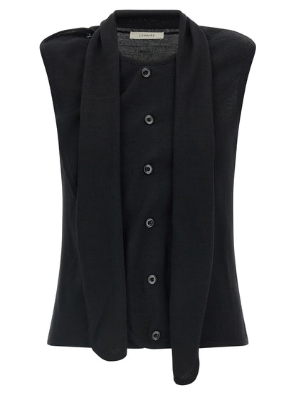 Vest by Lemaire for women in wool black features an on trend silhouette, showcasing a sophisticated round neckline and premium for a truly on trend finish.
