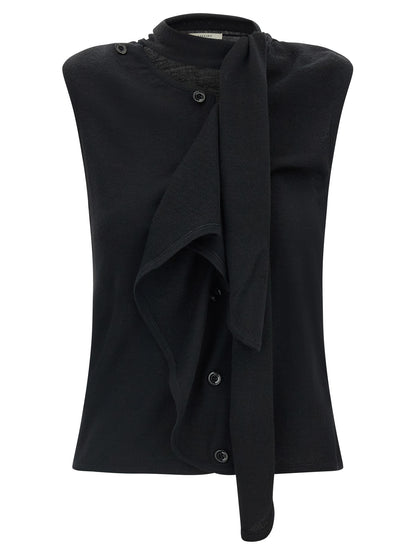 Vest by Lemaire for women in wool black features a stylish silhouette, showcasing distinct and a refined round neckline for a truly stylish finish.