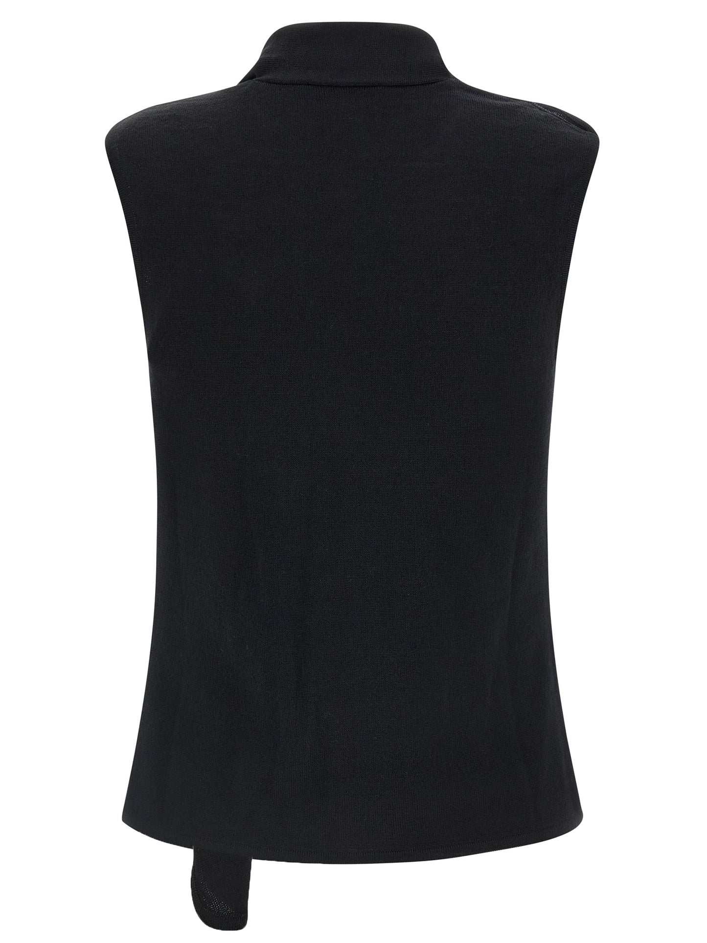 Vest by Lemaire for women in wool black showcases a dynamic silhouette, perfectly balancing with a dynamic round neckline for a sophisticated, high-fashion look.