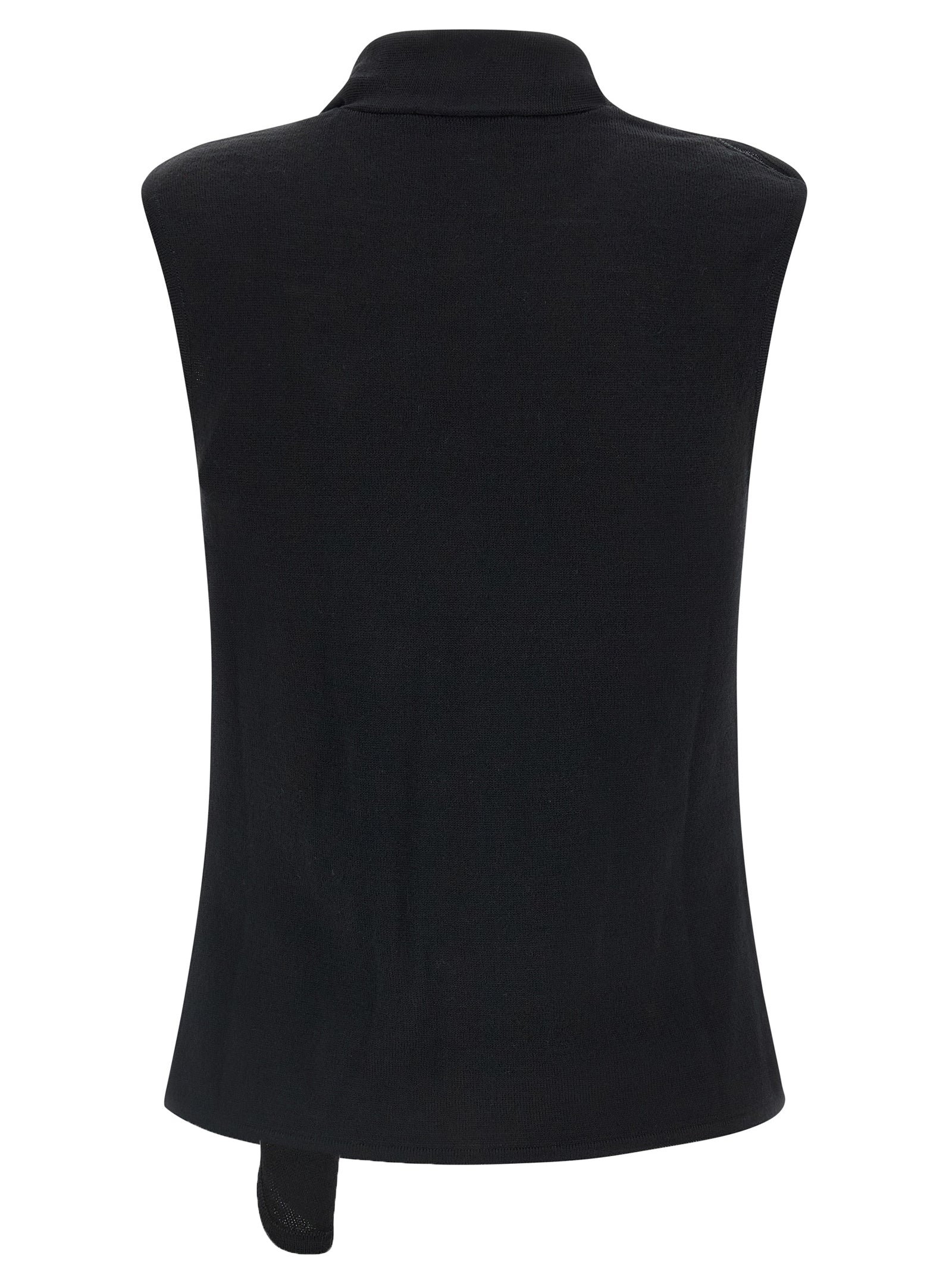 Vest by Lemaire for women in wool black showcases a dynamic silhouette, perfectly balancing with a dynamic round neckline for a sophisticated, high-fashion look.