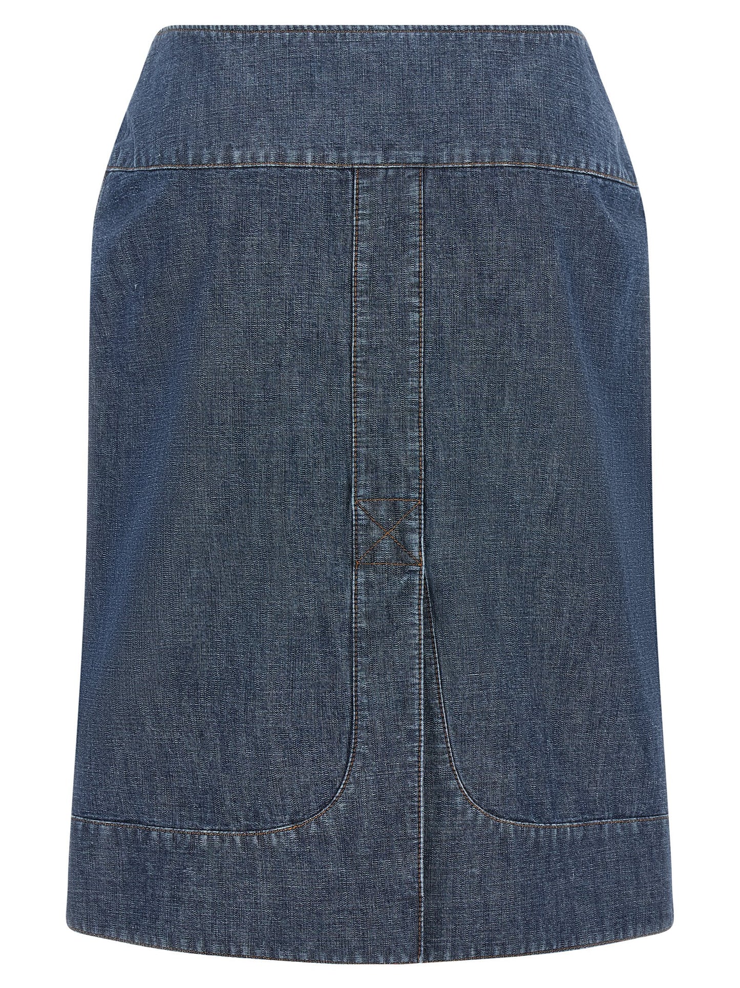 Skirt by Fendi for women in denim cotton gold, navy & signature features a sublime silhouette, showcasing the sublime design of the Women's Denim Straight Cotton Skirt in a sophisticated midi.