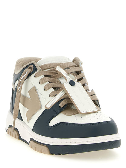 Sneakers by Off-White for men in cowhide leather beige, multicolor, navy, white, patterned & print features an timeless silhouette from the Play Men's Low Top Cowhide Leather Sneakers collection, showcasing a signature low-top style with an timeless finish.