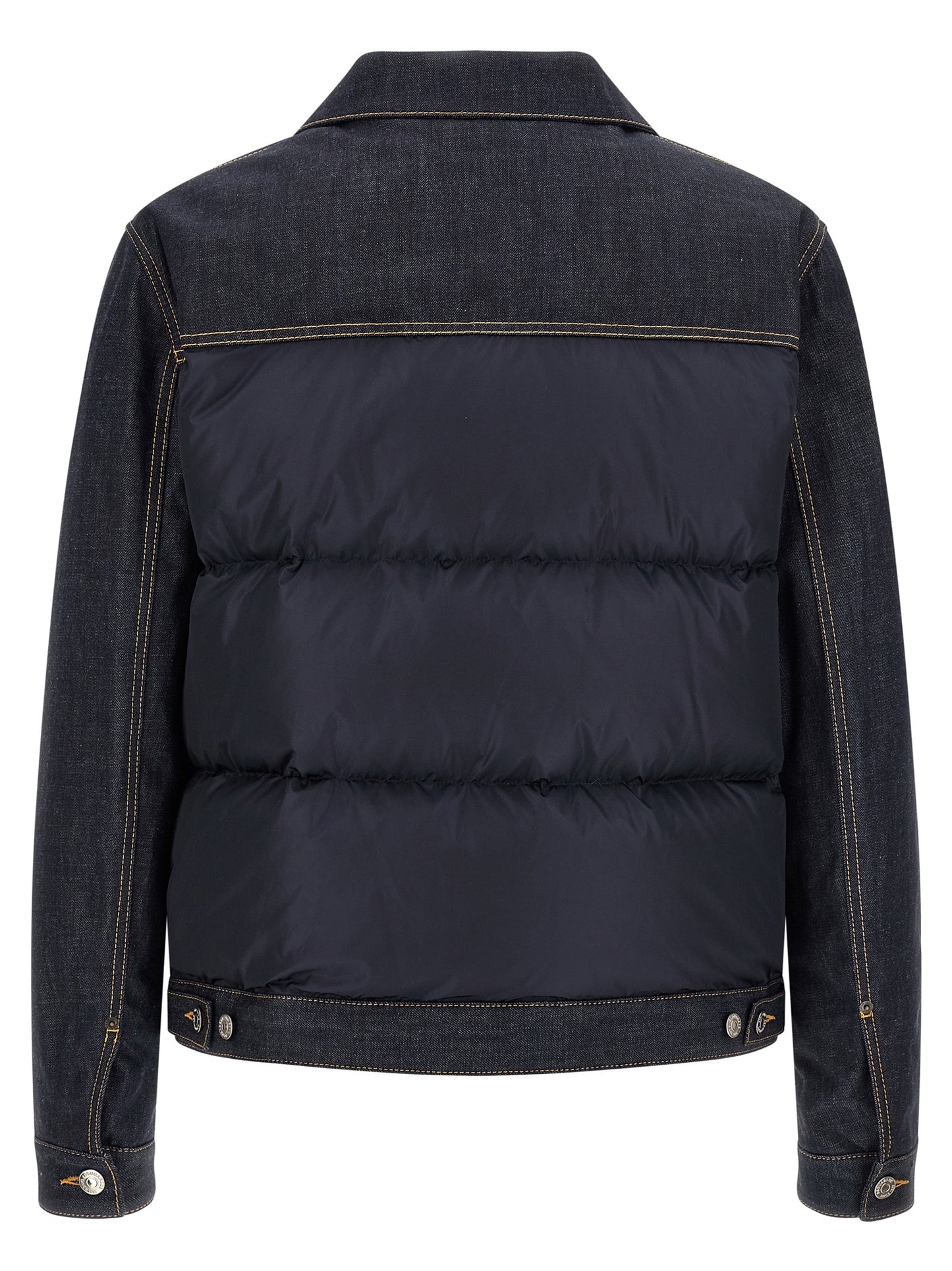 This Trucker Jacket by Dsquared² for men in denim cotton blue & red exhibits a edgy silhouette, meticulously detailed with functional thermal, pockets & insulated and a edgy for a edgy finish.