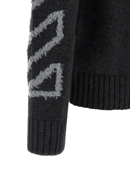 Cardigan by Off-White for men in wool gray, white & patterned showcases a luxurious silhouette, meticulously detailed with a sophisticated and for a refined finish.