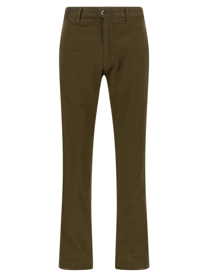 Trousers by Incotex for men in cotton canvas bicolour, green & olive features an on trend silhouette, showcasing a sophisticated straight-leg with a long and for an on trend finish.