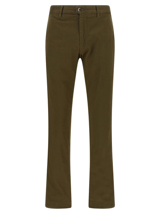 Trousers by Incotex for men in cotton canvas bicolour, green & olive features an on trend silhouette, showcasing a sophisticated straight-leg with a long and for an on trend finish.