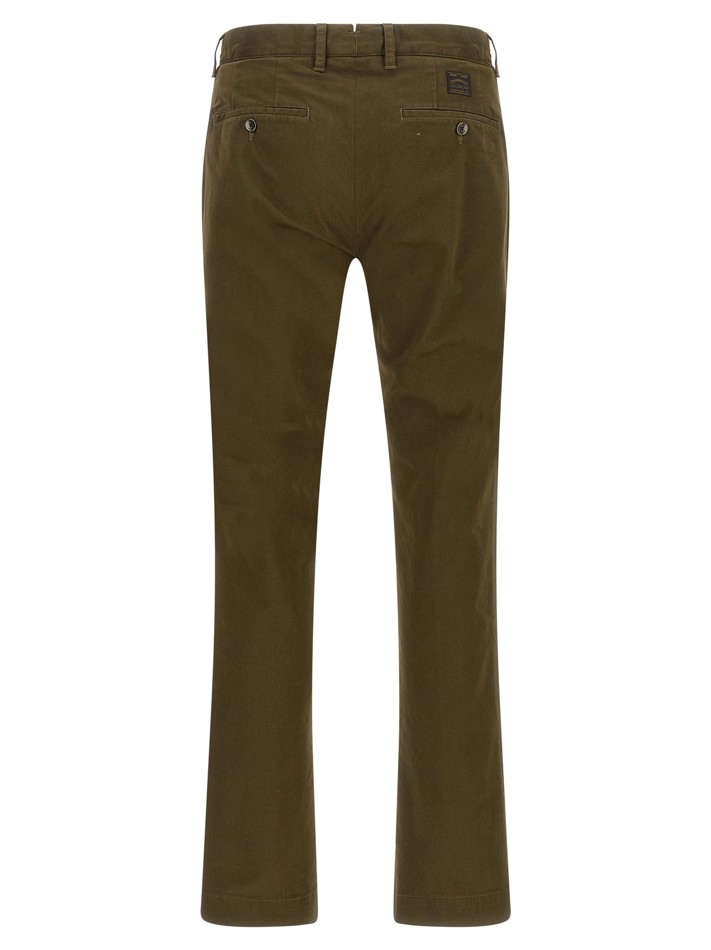 Trousers by Incotex for men in cotton canvas bicolour, green & olive features an sartorial silhouette, showcasing a precise straight-leg and long with a sartorial for a refined look.