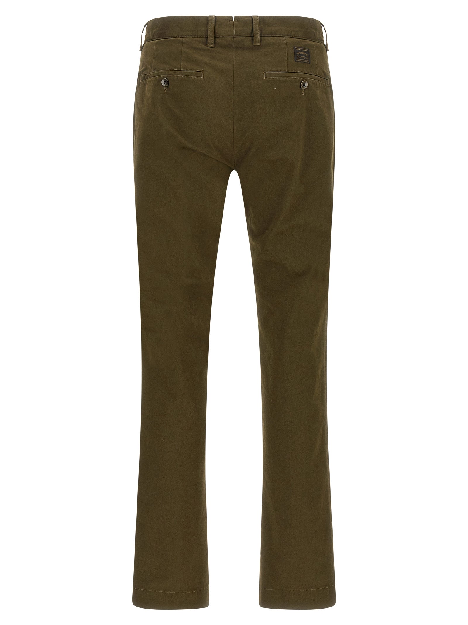 Trousers by Incotex for men in cotton canvas bicolour, green & olive features an sartorial silhouette, showcasing a precise straight-leg and long with a sartorial for a refined look.