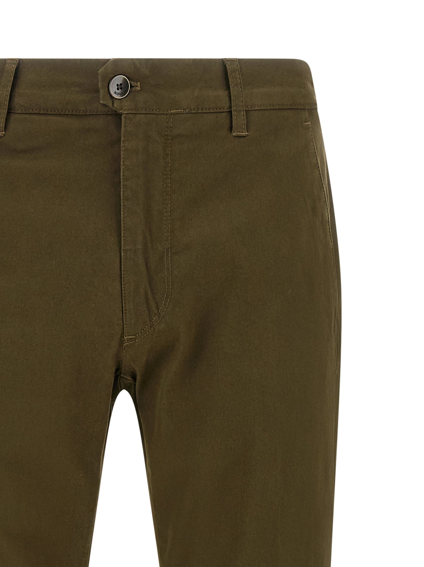 Trousers by Incotex for men in cotton canvas bicolour, green & olive presents a perennial silhouette, meticulously tailored with a straight-leg cut, long finish, and an elegant .