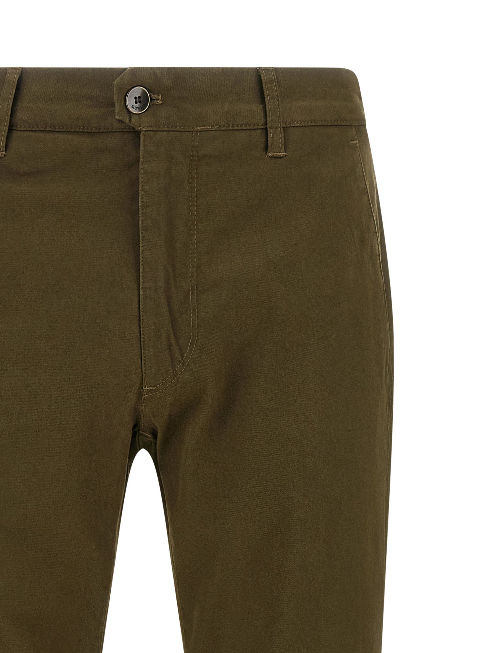 Trousers by Incotex for men in cotton canvas bicolour, green & olive presents a perennial silhouette, meticulously tailored with a straight-leg cut, long finish, and an elegant .