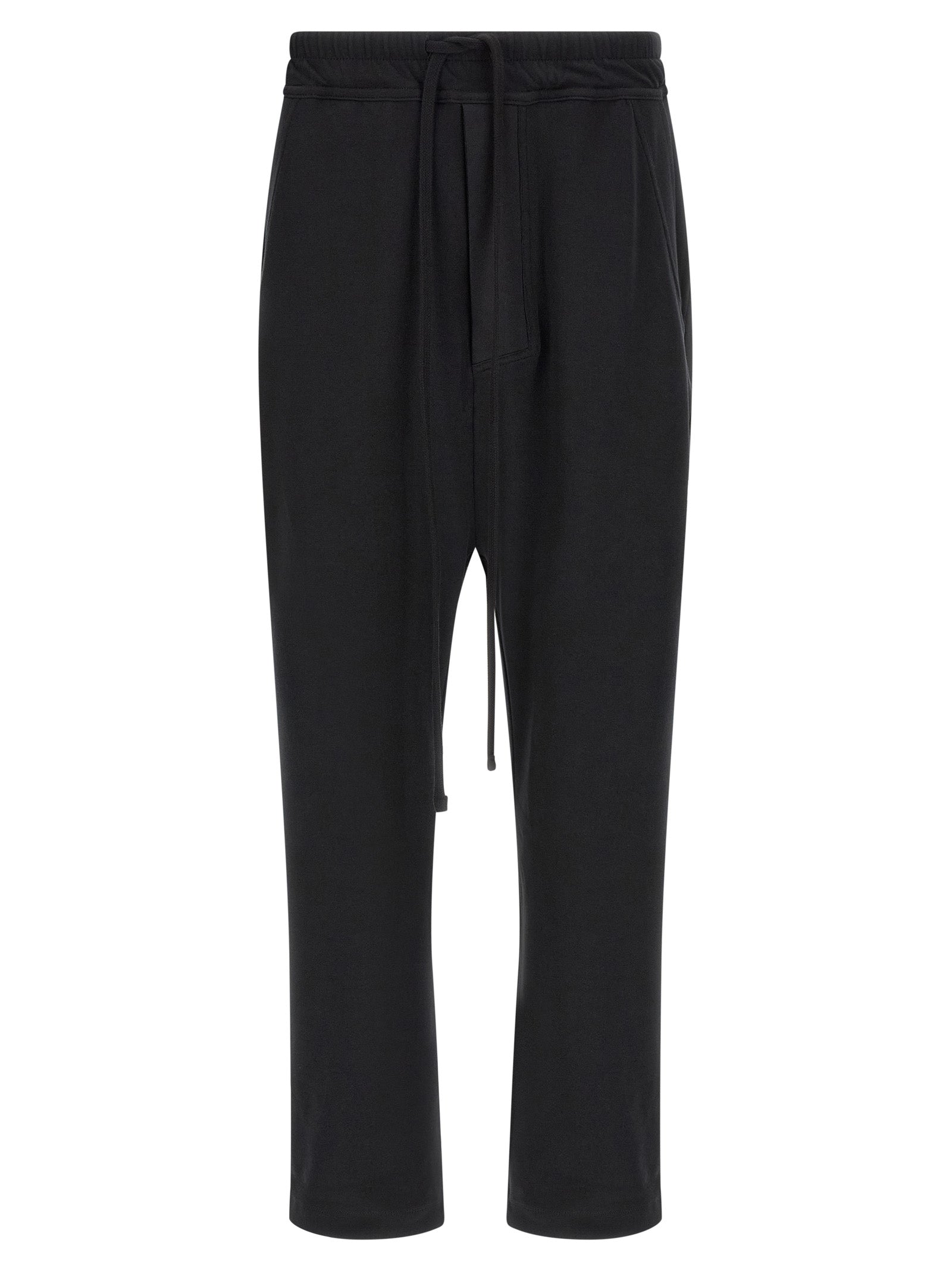 Trousers by Thom Krom for men in organic cotton black features an on trend silhouette, showcasing a sophisticated tapered-leg & relaxed-fit with a long and for an on trend finish.