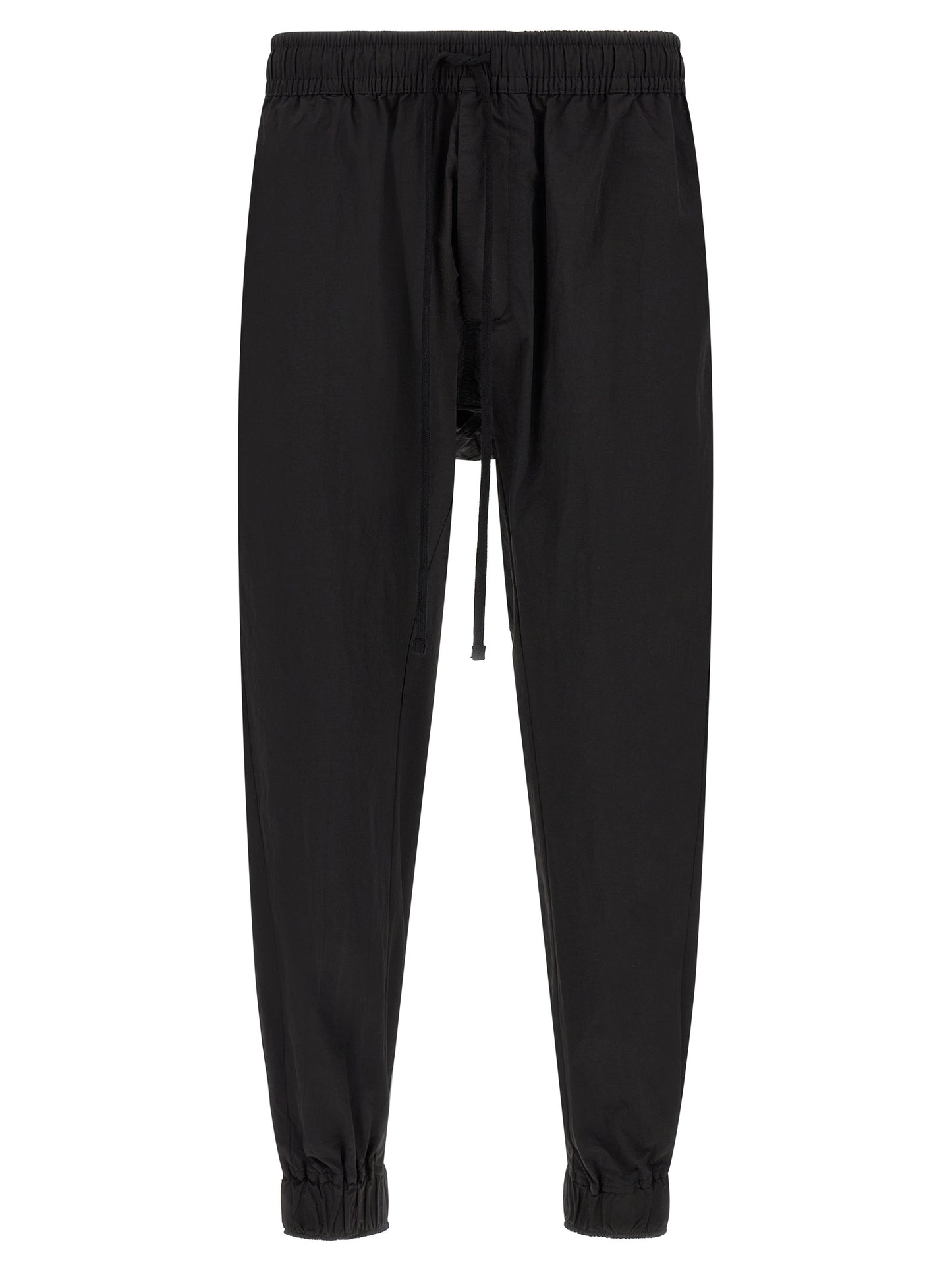 Trousers by Thom Krom for men in horse leather & polyamide black features an sartorial silhouette, showcasing a precise relaxed-fit and long with a sartorial for a refined look.