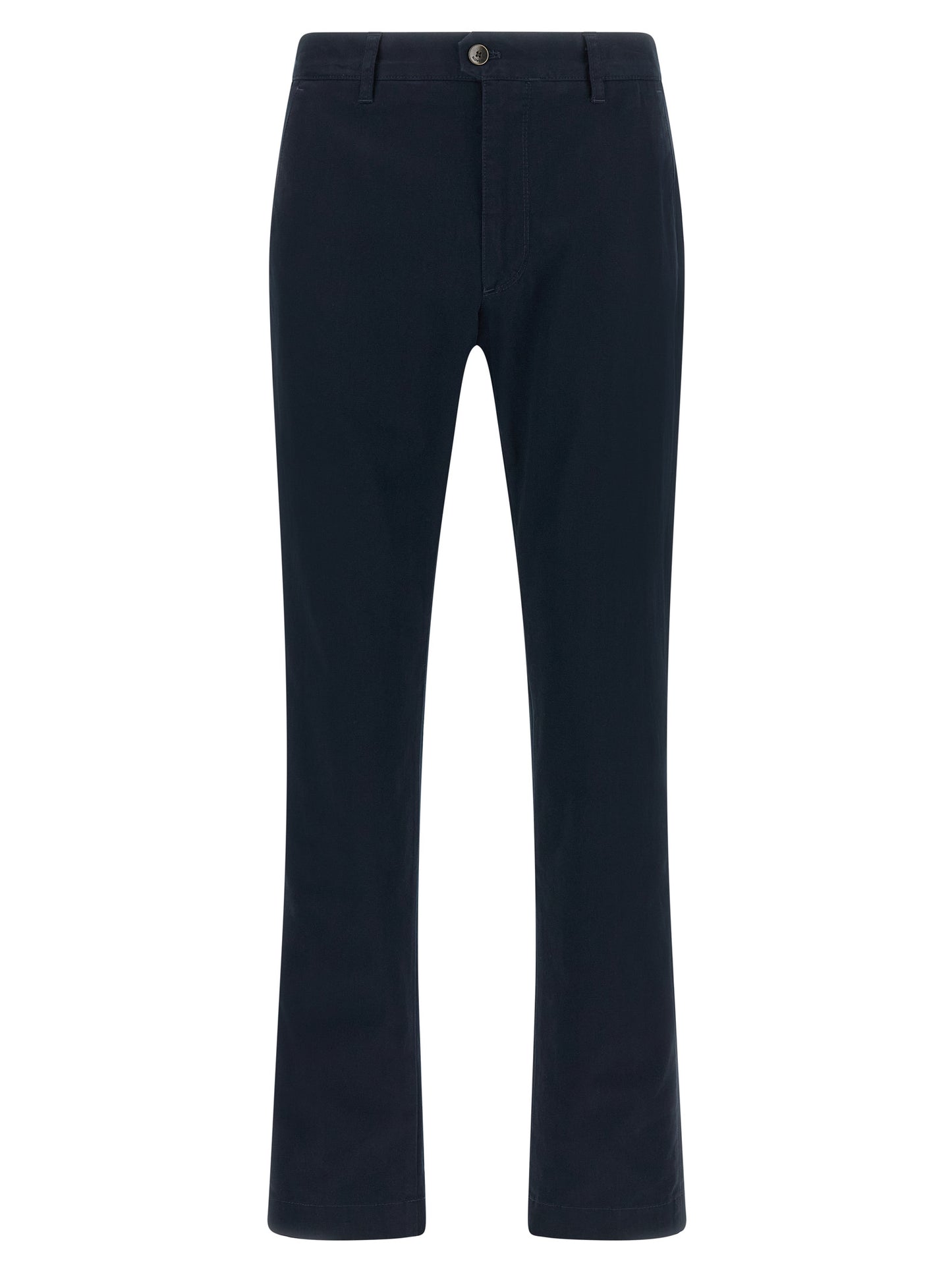 Casual Pants by Incotex for men in cotton canvas navy features a polished silhouette with a polished straight-leg, reaching a polished long and finished with a polished .
