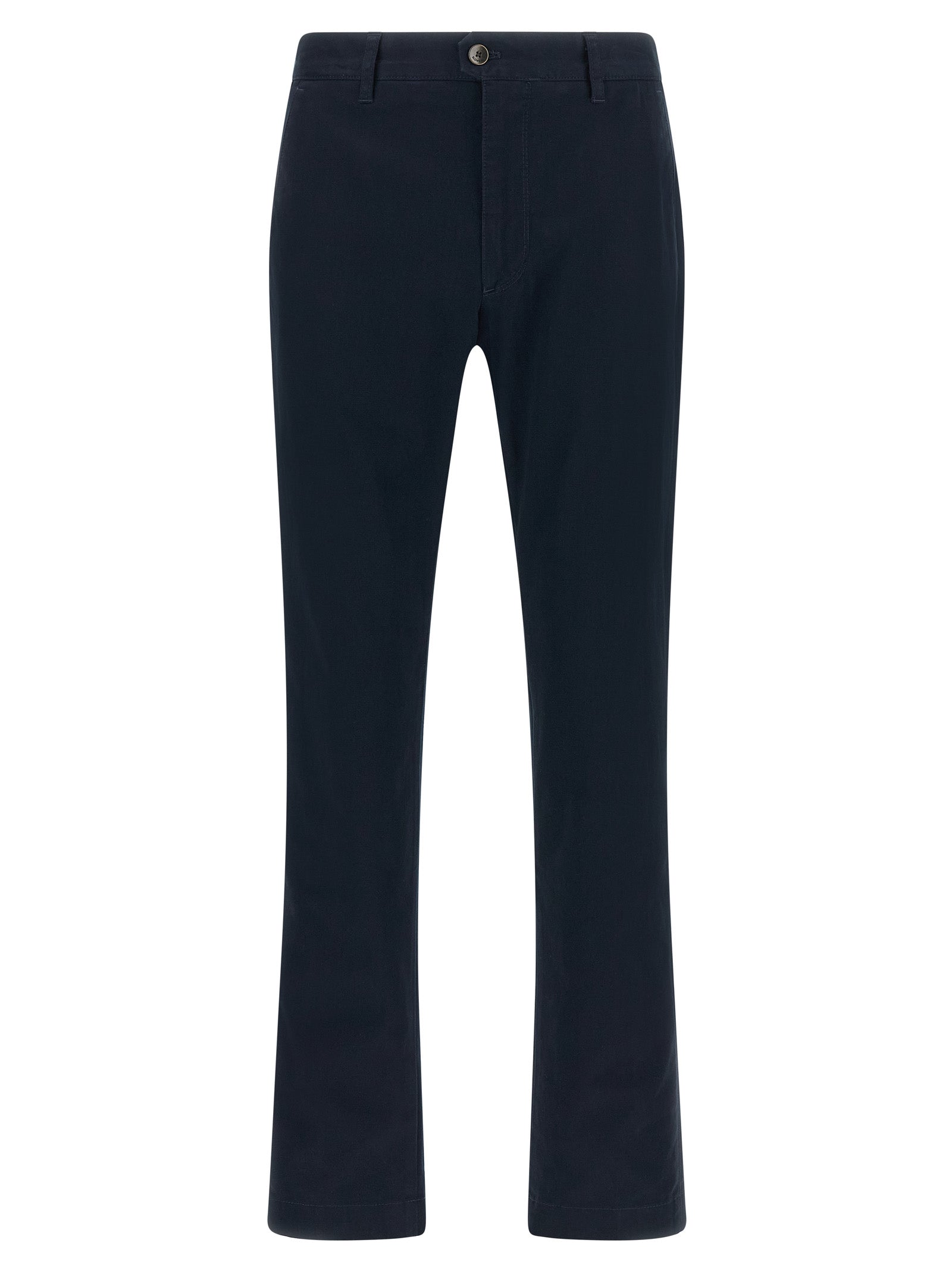 Casual Pants by Incotex for men in cotton canvas navy features a polished silhouette with a polished straight-leg, reaching a polished long and finished with a polished .
