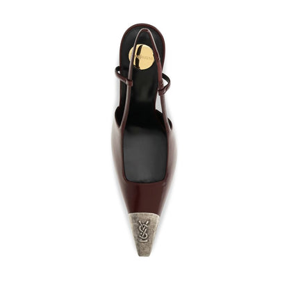 This High-Heel Stiletto Slingback Pumps Heels by Saint Laurent for women in bos taurus calf & lambskin leather bordeaux & gold presents a effortlessly chic silhouette from the Cassandre Women's Bos Taurus Calf & Lambskin Leather High-Heel Stiletto Slingback Pumps Heels collection, featuring a effortlessly chic stiletto high-heel and effortlessly chic .