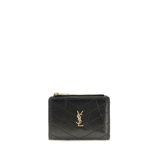 Cardholder Wallet by Saint Laurent for women in bos taurus calfskin leather black, bronze, chevron & signature presents a architectural silhouette from the Cassandre Niki Bos Taurus Calfskin Leather Cardholder Wallet collection, showcasing architectural card-organization bifold for a architectural finish.