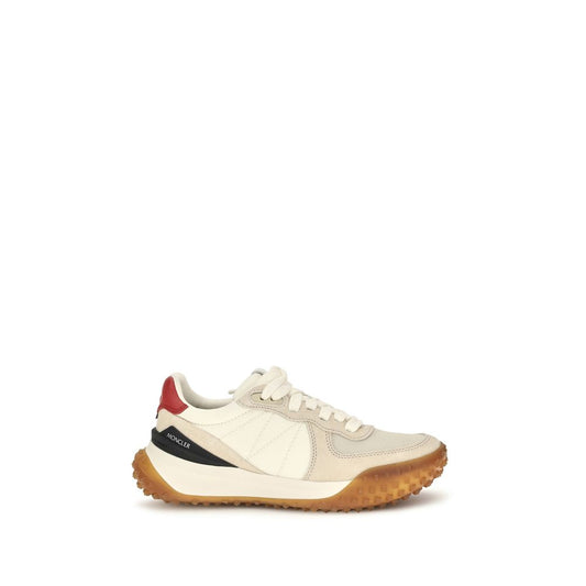 Athletic Sneakers by Moncler for women in eva tu polyamide suede leather beige & ivory showcases a architectural silhouette, artfully capturing the essence of the City Women's Low Top EVA TU Polyamide Suede Leather Athletic Sneakers with its signature architectural low-top style construction.