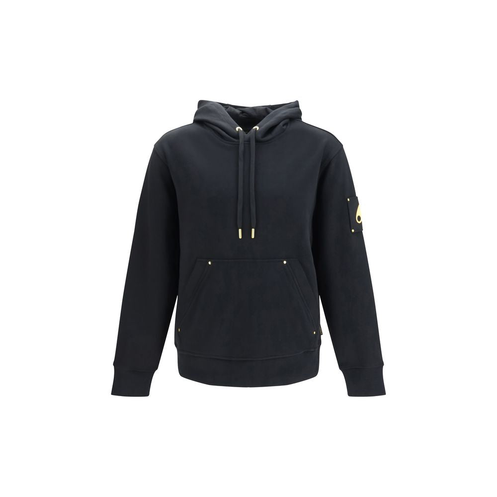 Sweatshirt Hoodie by Moose Knuckles for men in cotton black, gold & signature features a authentic silhouette, showcasing a sophisticated hooded neckline and authentic detail for a refined finish.