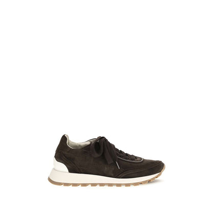 Sneakers by Brunello Cucinelli for women in suede leather brown & signature features an timeless silhouette from the Women's Low Top Suede Leather Sneakers collection, showcasing a signature low-top style with an timeless finish.