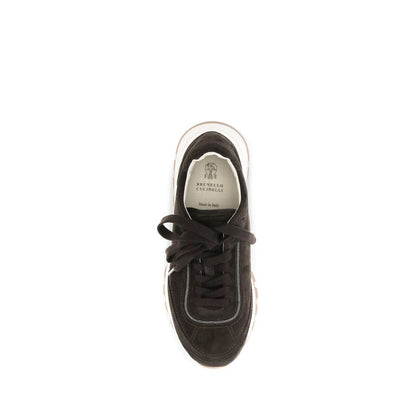 Sneakers by Brunello Cucinelli for women in suede leather brown & signature presents a on trend silhouette from the Women's Low Top Suede Leather Sneakers collection, showcasing a on trend low-top style for an elevated aesthetic.