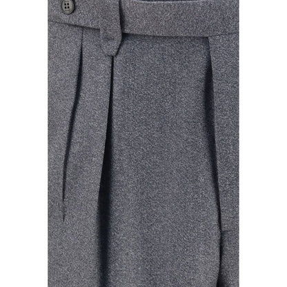 Trousers by Brioni for men in linen silk & cashmere wool gray presents a perennial silhouette, meticulously tailored with a relaxed-fit & regular-fit cut, long finish, and an elegant .