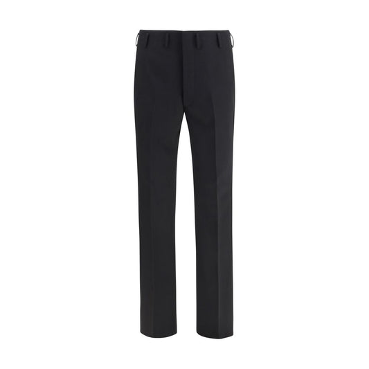 Trousers by Prada for men in wool black features an on trend silhouette, showcasing a sophisticated regular-fit & wide with a long and high rise for an on trend finish.