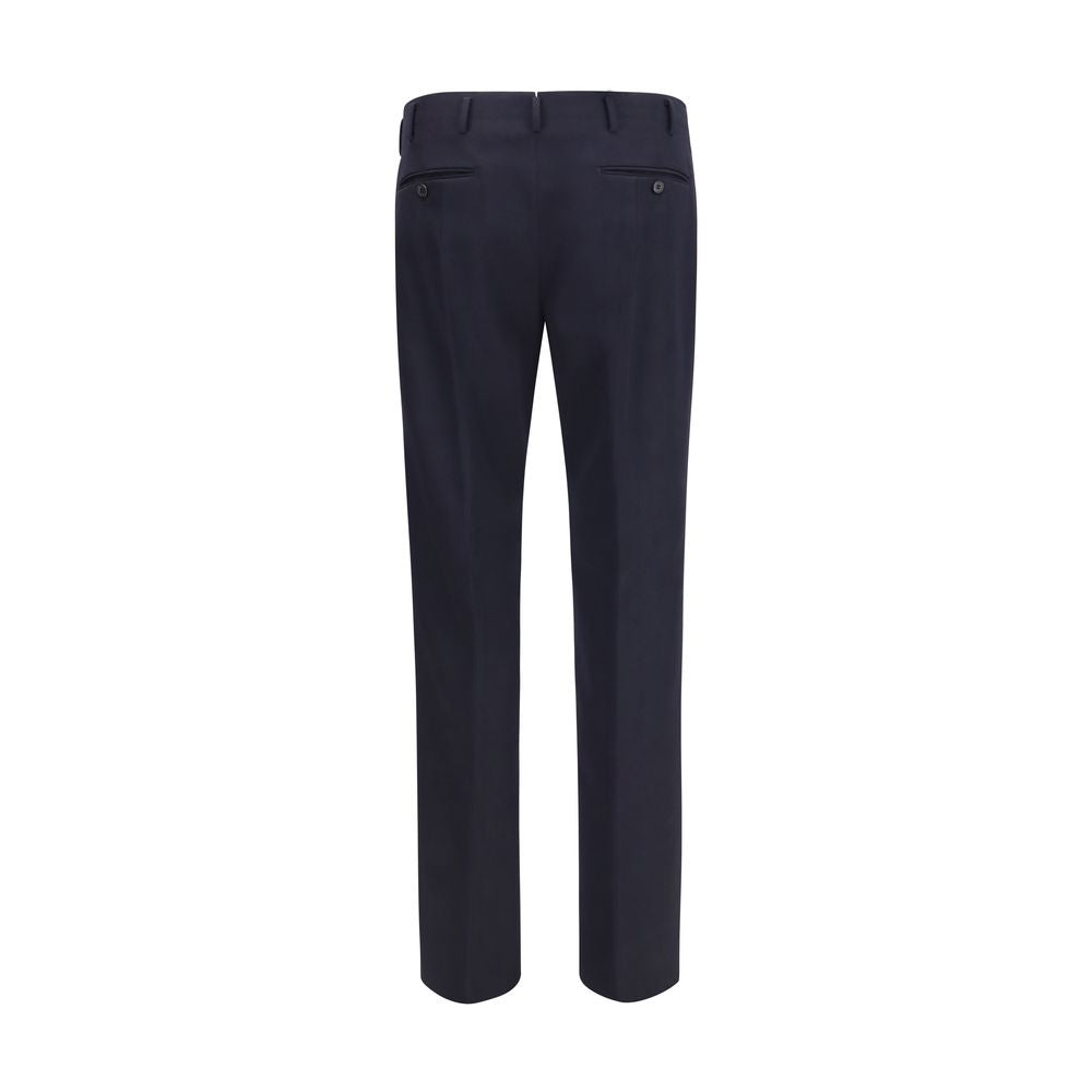 Trousers by Prada for men in wool blue features a artisanal silhouette, showcasing a sophisticated regular-fit & wide with a long and high rise for a artisanal finish.