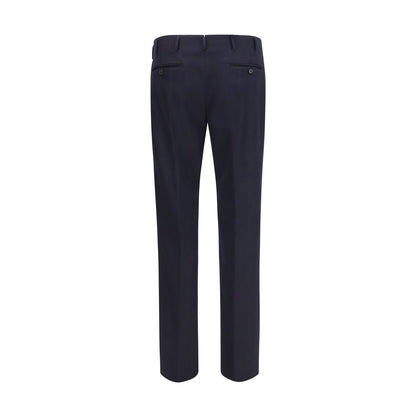 Trousers by Prada for men in wool blue features a artisanal silhouette, showcasing a sophisticated regular-fit & wide with a long and high rise for a artisanal finish.