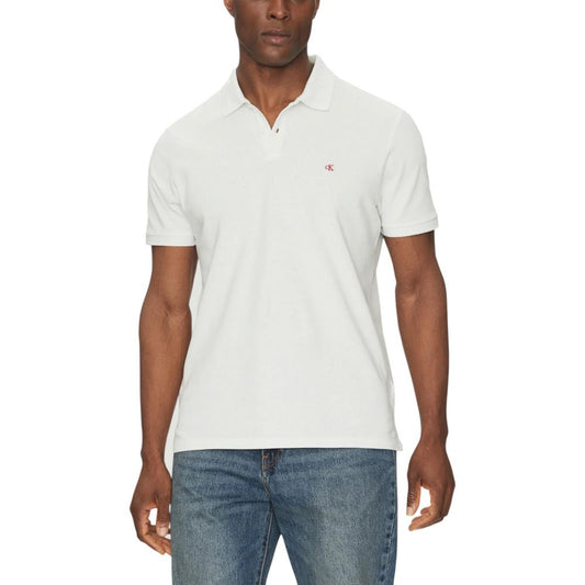 Polo Shirt by Calvin Klein Jeans for men in polyolefin & cotton white & monogram showcases a sharp silhouette, detailed with a refined and sharp short-sleeve for a sophisticated finish.